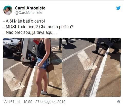 NA ESTREIA DA HABILITAÇÃO, JOVEM BATE CARRO EM VIATURA DA PM - News Rondônia