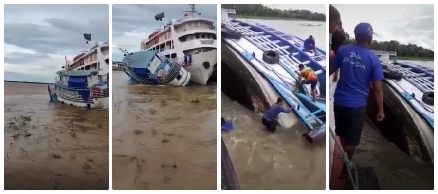 Ilha de Tupinabarana: Naufrágio de barco é gravado por cinegrafista amador, dono entra em desespero - News Rondônia