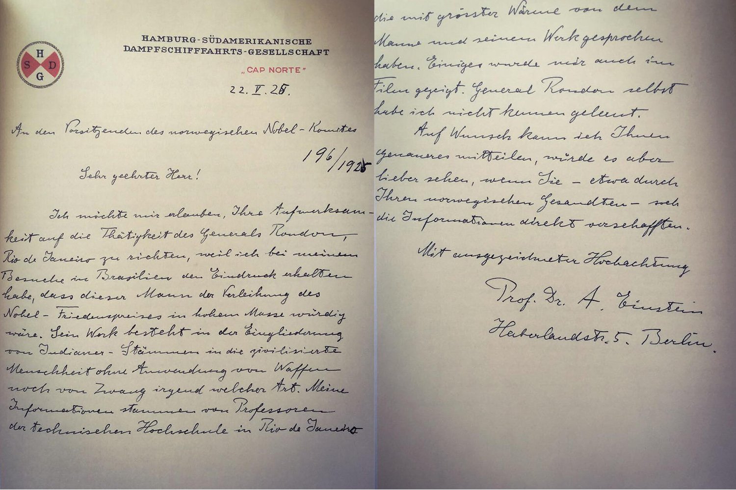 CARTA DE EINSTEIN INDICANDO RONDON AO NOBEL DA PAZ ESTÁ EXPOSTA NO MEMORIAL RONDON - News Rondônia