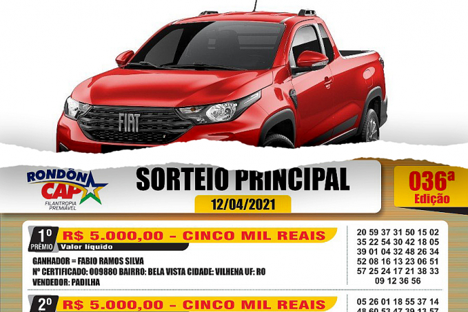 Fiat Strada sorteado na segunda no Rondôncap saiu para Porto Velho; Veja que faturou esse super prêmio - News Rondônia