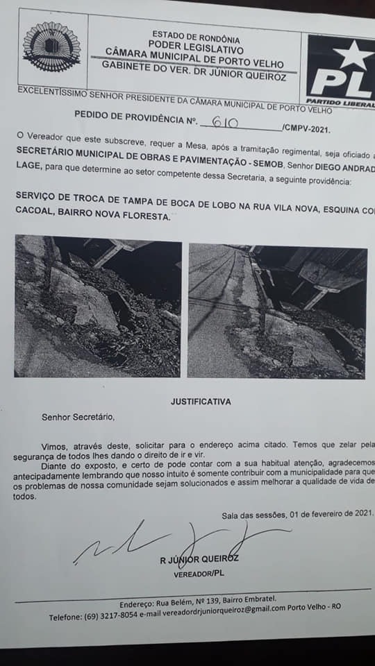 Semob atende pedido de providência do vereador Junior Queiroz no bairro Nova Floresta - News Rondônia