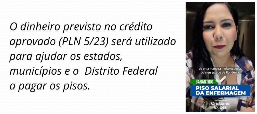 Deputada Cristiane Lopes anuncia aprovação do piso nacional da enfermagem na Comissão Mista do Orçamento na Câmara dos Deputados - News Rondônia
