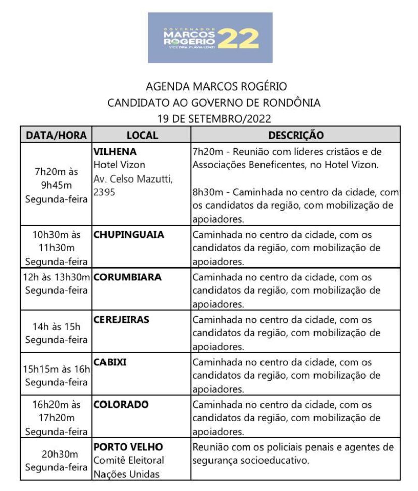 Confira a agenda do candidato ao governo, Marcos Rogério de 19 de setembro, segunda-feira - News Rondônia