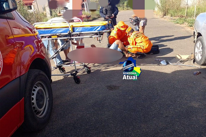 JI-PARANÁ: Colher de pedreiro enrosca no guidão, e motociclista sofre acidente no residencial Rondon - News Rondônia