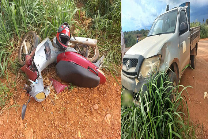 Motociclista tem costelas quebradas em acidente com caminhonete da prefeitura de Cerejeiras - News Rondônia