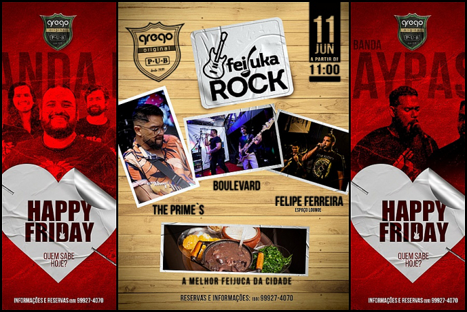 EVENTOS - Happy Friday, Feijoada com Rock e Love Metal neste final de semana no Grego Original - News Rondônia