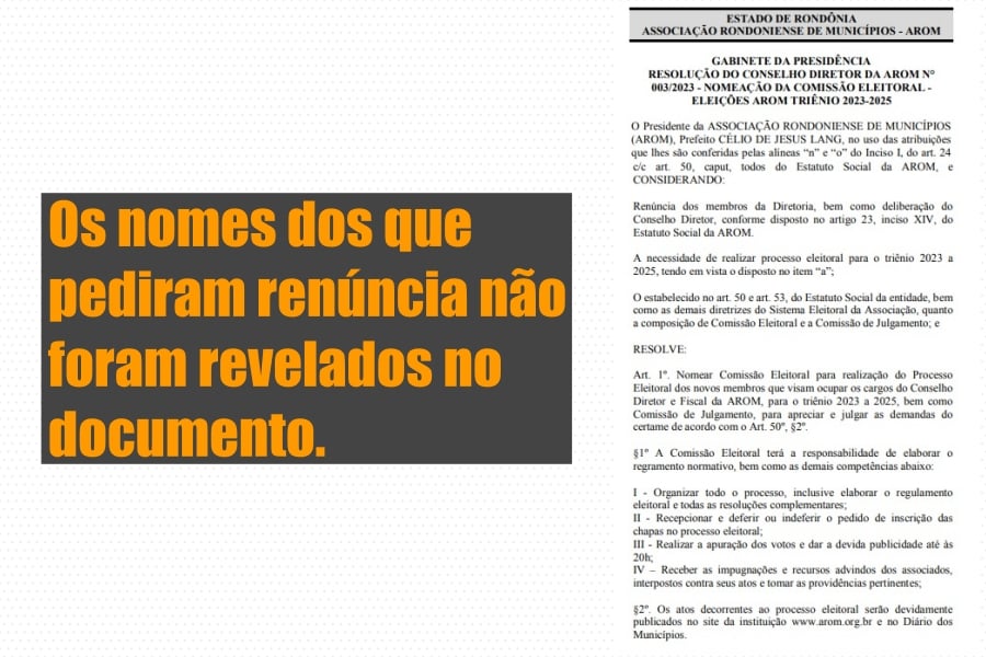 Após renúncias de membros da AROM, resolução nomeia comissão para cuidar da eleição - News Rondônia