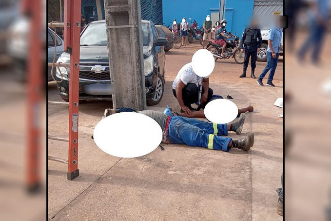 Trabalhadores são jogados ao solo, após descarga elétrica - News Rondônia