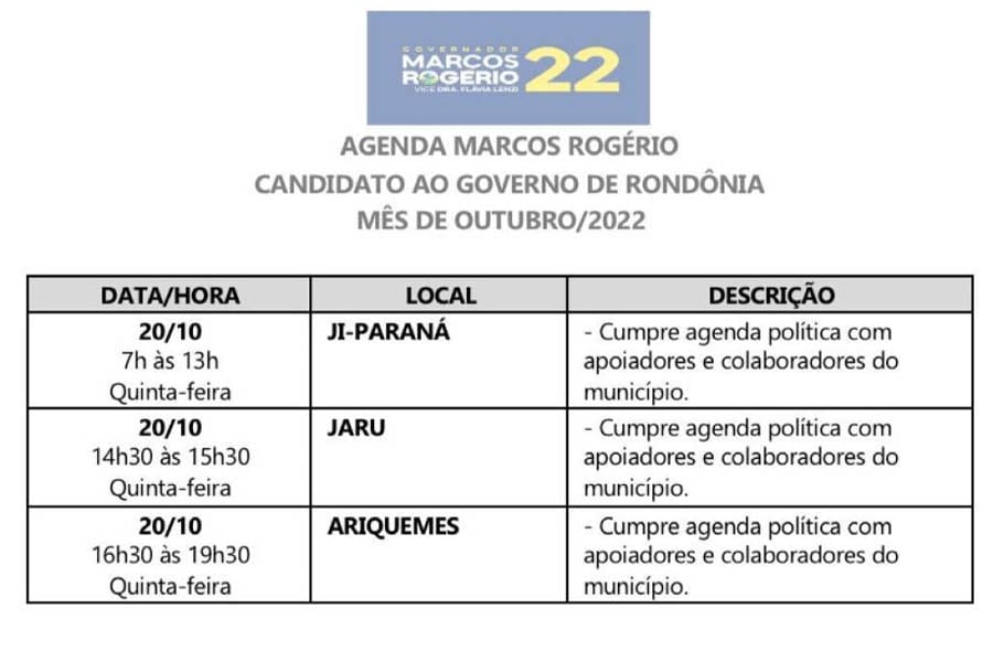 Confira agenda do candidato a Governador, Marcos Rogério - News Rondônia