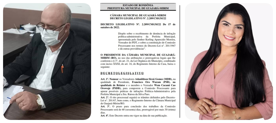 ABSURDO: Presidente da Câmara de Guajará-Mirim escolhe a dedo integrantes da comissão para apurar denuncias contra sua parceira, prefeita Raissa Paes - News Rondônia