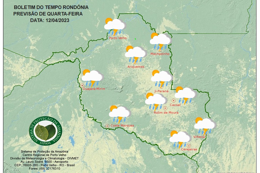 BOLETIM DO TEMPO: Previsão do Tempo para os dias 12, 13 e 14 de Abril - News Rondônia