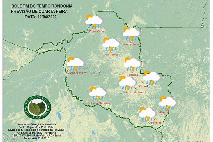 BOLETIM DO TEMPO: Previsão do Tempo para os dias 12, 13 e 14 de Abril - News Rondônia