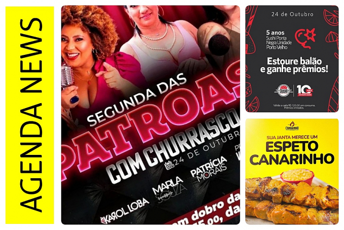 Agenda News: Segunda tem sushi, espetinho, burguer, música e aula de ritmos, por Renata Camurça - News Rondônia