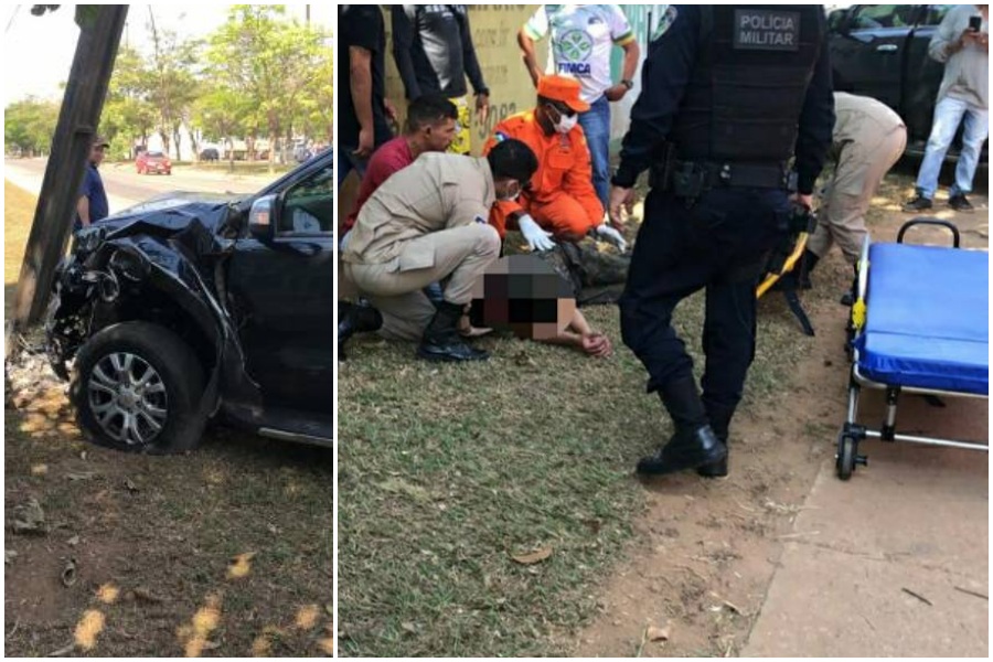 Mal súbito teria feito militar acelerar picape, que só parou após atingir poste em avenida de Vilhena - News Rondônia