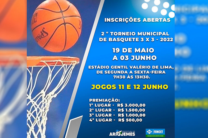 Funcet abre inscrições para o 2 º Torneio Municipal de Basquete 3 x 3 de 2022 - News Rondônia