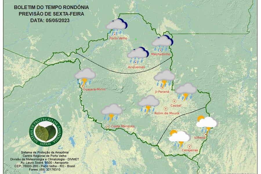 BOLETIM DO TEMPO: Previsão do Tempo para os dias 05, 06 e 07 de Maio - News Rondônia