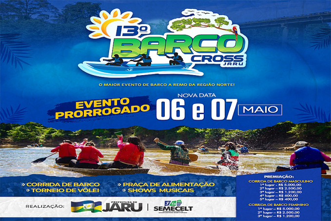 Jaru: Barco Cross é adiado para os dias 6 e 7 de maio - News Rondônia