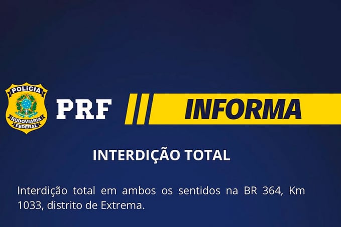 PRF informa interdição total na BR-364 no km 1033 no distrito de Extrema - News Rondônia