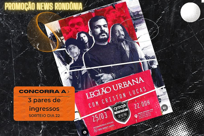 News Rondônia sorteará ingressos para o Especial Legião Urbana com Criston Lucas no Grego Original Pub - News Rondônia