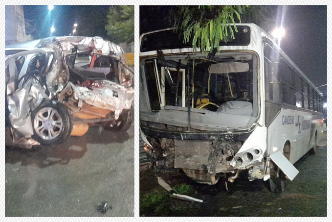 Acidente entre ônibus e carro deixa duas vítimas presas às ferragens no centro de Porto Velho - News Rondônia