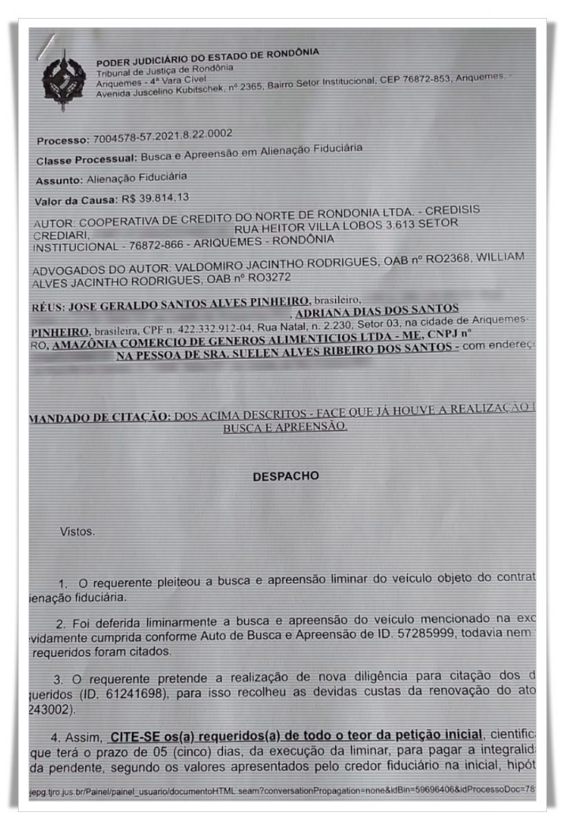 Sobrinha do Deputado Geraldo da Rondônia registra Boletim de Ocorrência contra o tio por importunação, ameaças e fraude em seus documentos - News Rondônia