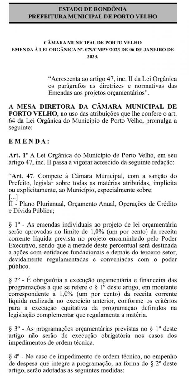 Vereadores de Porto Velho terão direito de indicar R$ 1,2 milhão em emendas parlamentares - News Rondônia