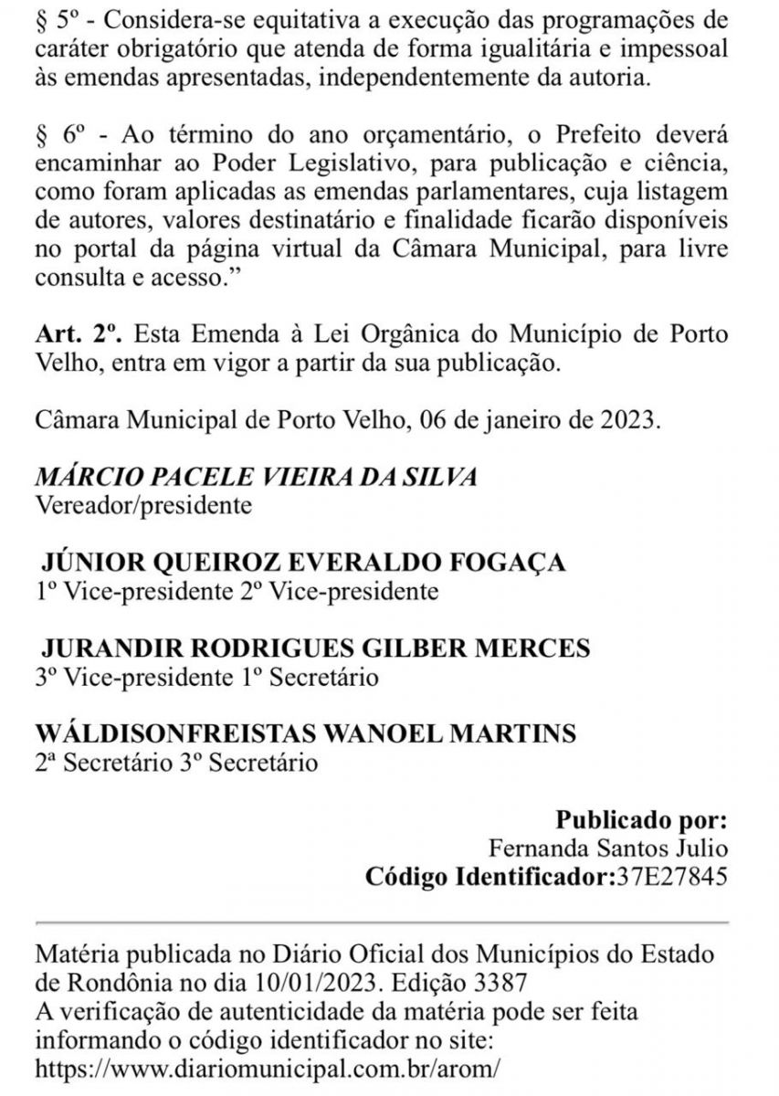Vereadores de Porto Velho terão direito de indicar R$ 1,2 milhão em emendas parlamentares - News Rondônia