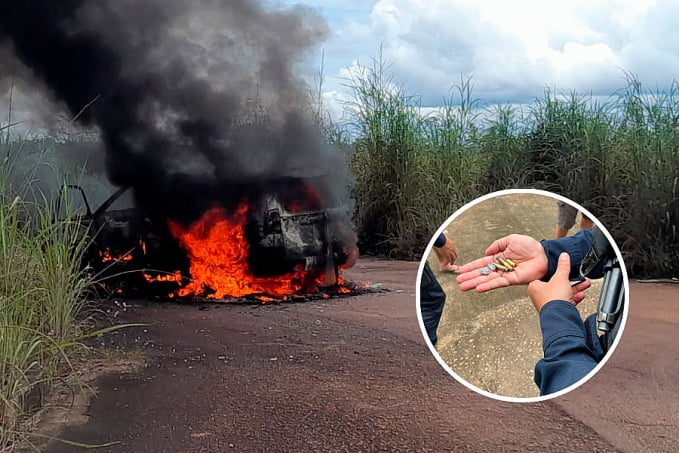 Criminosos incendeiam veículo após roubo em pista de pouso do Aeroclube de Porto Velho - News Rondônia