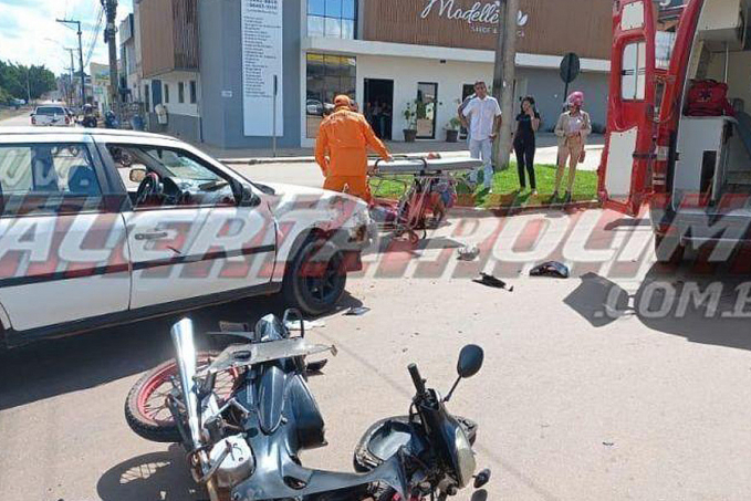 Colisão entre carro e moto deixa um ferido em Rolim de Moura - News Rondônia
