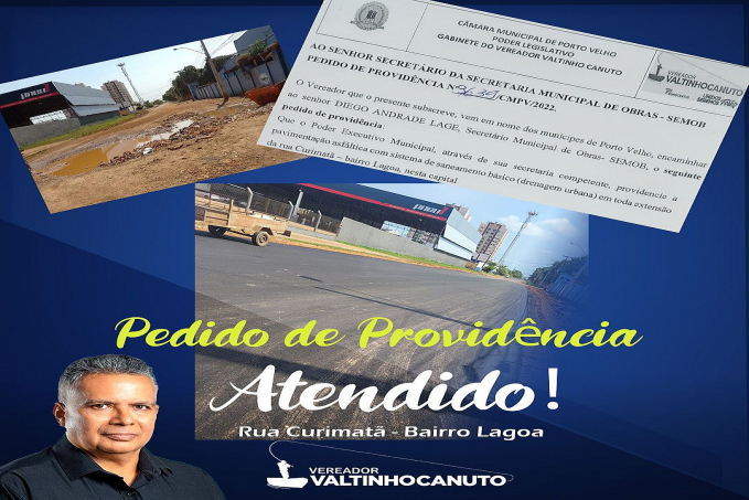 Vereador Valtinho Canuto tem mais um pedido de providencias atendido pela Prefeitura de Porto Velho - News Rondônia