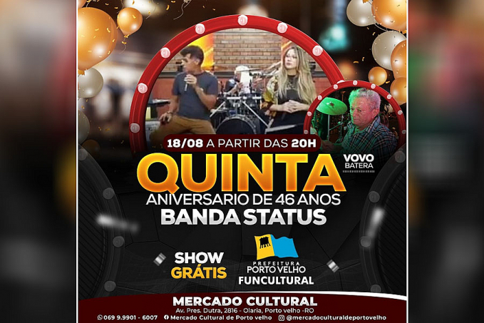 46 ANOS - Festa de aniversário da banda Status é hoje no Mercado Cultural - News Rondônia