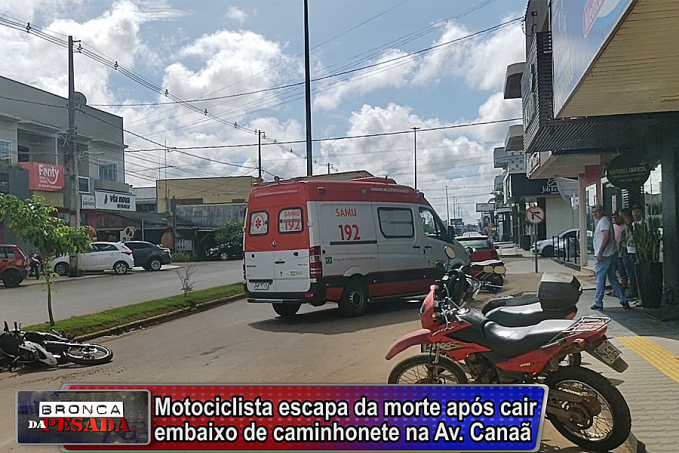 ARIQUEMES: Motociclista escapa da morte ao cair embaixo de caminhonete na Avenida Canaã - News Rondônia