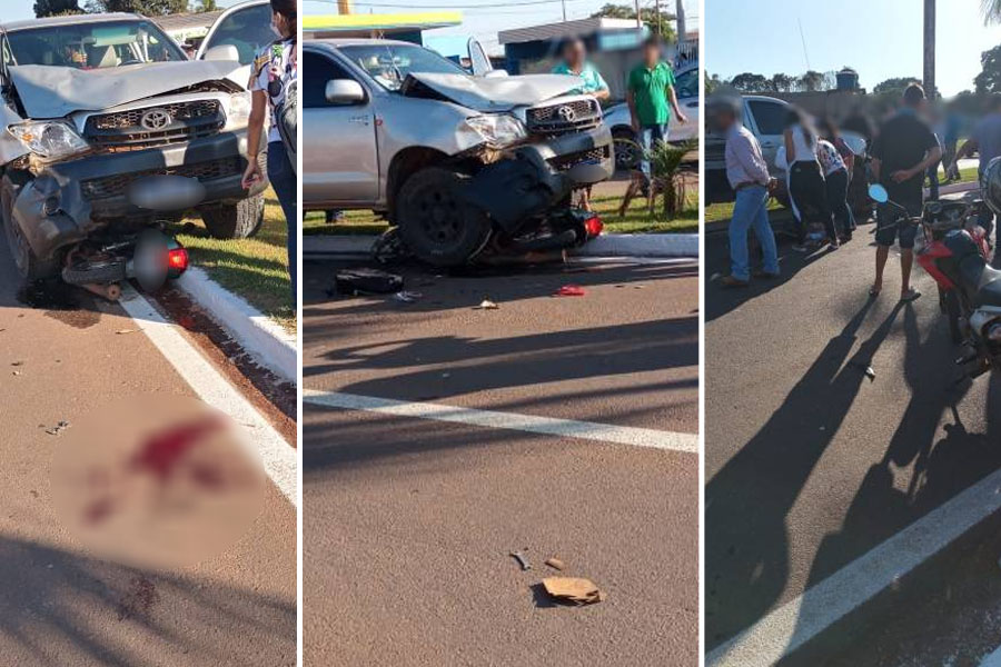 Acidente envolvendo picape e motoneta em avenida de Cerejeiras deixa mãe e filho com fraturas expostas - News Rondônia