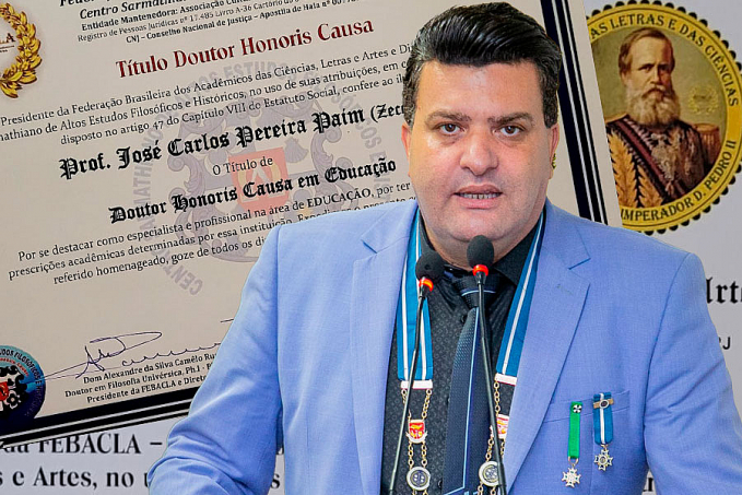 Professor Zecca Paim torna-se Imortal Internacional na FEBACLA e recebe o título Doutor Honoris Causa em Educação pelo CSAEFH - News Rondônia