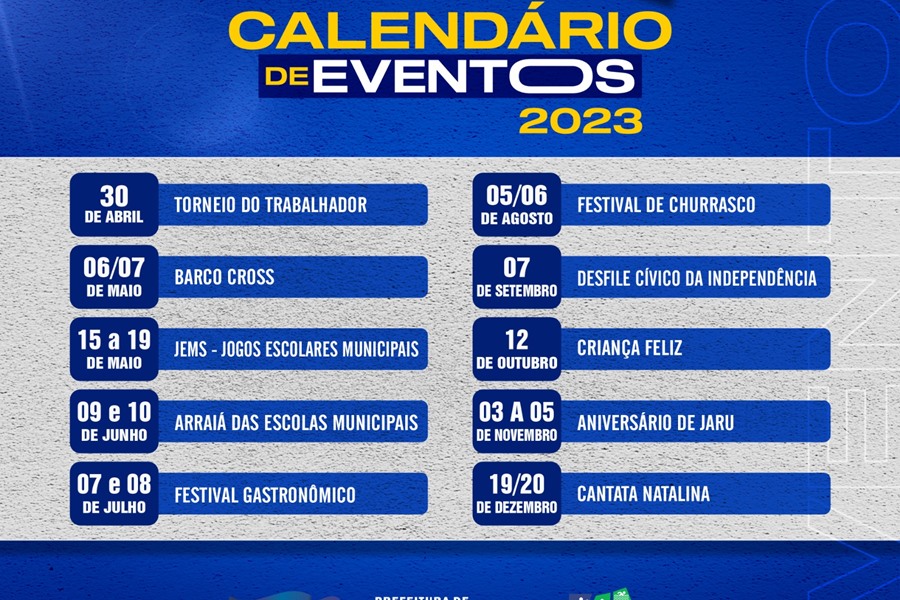 Prefeitura de Jaru divulga calendário de eventos para 2023 - News Rondônia