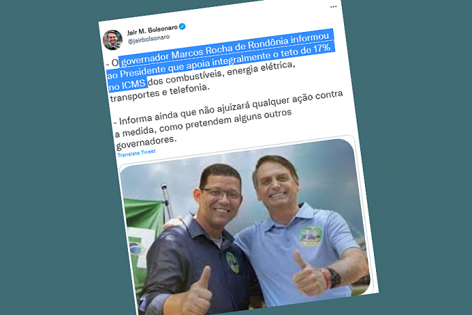 Mesmo com perda estimada de R$ 650 milhões ao estado, Bolsonaro confirma apoio de Rondônia na redução do ICMS - News Rondônia