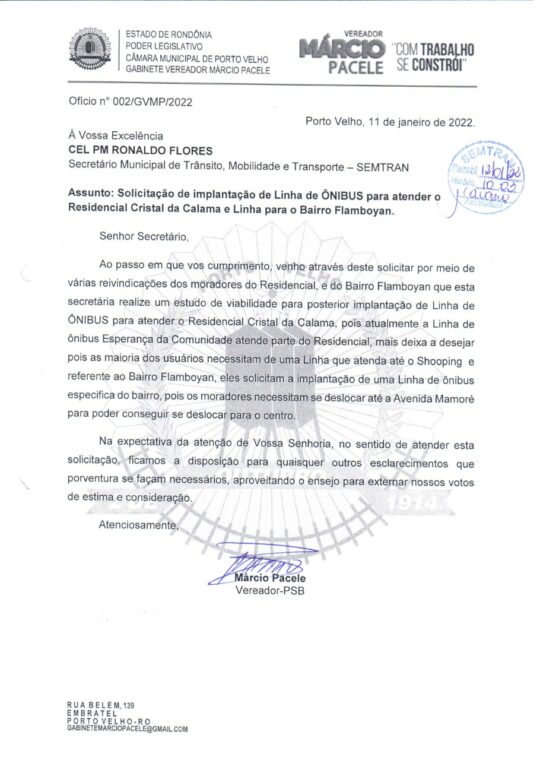 Atendendo solicitação de Márcio Pacele, Semtran implanta novas linhas de ônibus no Cristal da Calama e Orgulho do Madeira - News Rondônia