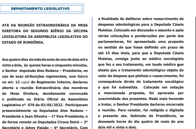 Deputada têm 15 dias para apresentar laudo na ALE-RO para ter direito a ressarcimento de tratamento dentário - News Rondônia
