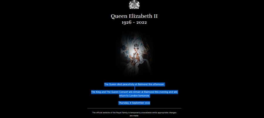 A rainha Elizabeth II morreu pacificamente, aos 96 anos nesta quinta,08, diz comunicado da Casa Real Britânica - News Rondônia