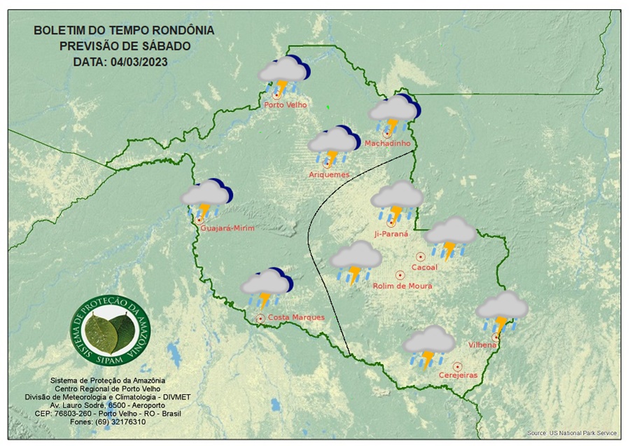 BOLETIM DO TEMPO: Previsão do Tempo para os dias 04, 05 e 06 de Março - News Rondônia