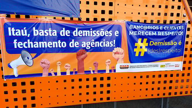 Bancários de Rondônia protestam contra demissões do Itaú, o banco que mais lucra no país - News Rondônia