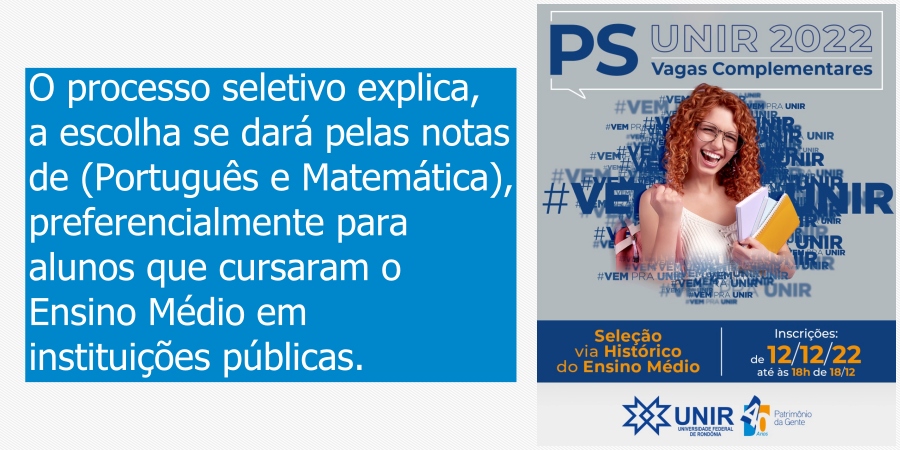 Unir oferece vagas ociosas; entrada acontece via notas do Ensino Médio - News Rondônia