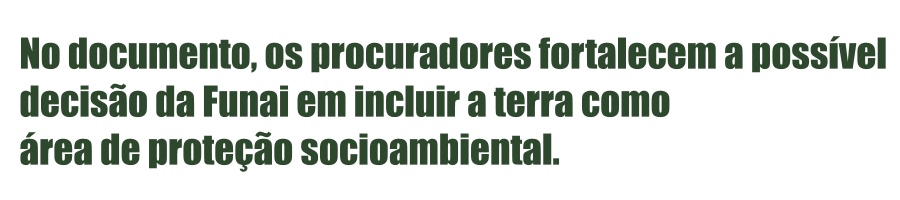 No documento, os procuradores fortalecem a possível decisão da Funai em incluir a terra como área de proteção socioambiental. 