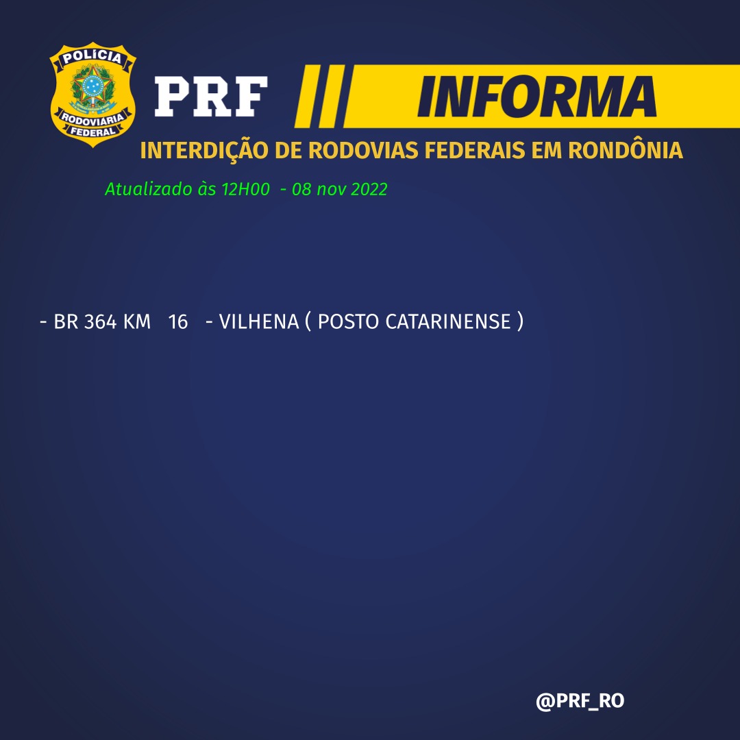 PRF registra uma interdição em rodovias federais em Rondônia - News Rondônia