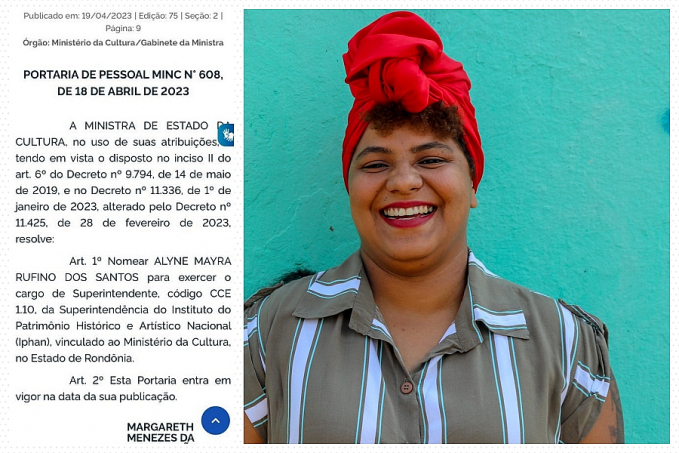 Margareth Menezes nomeia arqueóloga Alyne Mayra na Superintendência do IPHAN em Rondônia - News Rondônia
