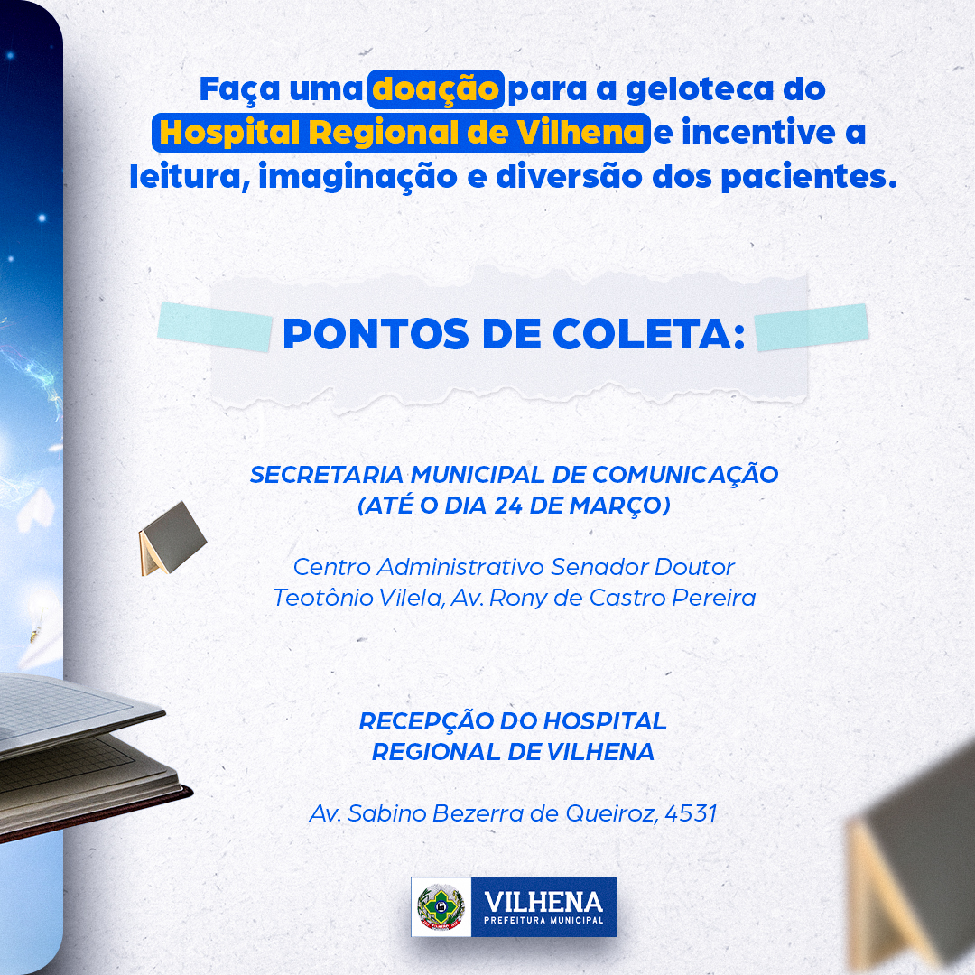 Hospital Regional de Vilhena lança campanha para arrecadação de livros - News Rondônia