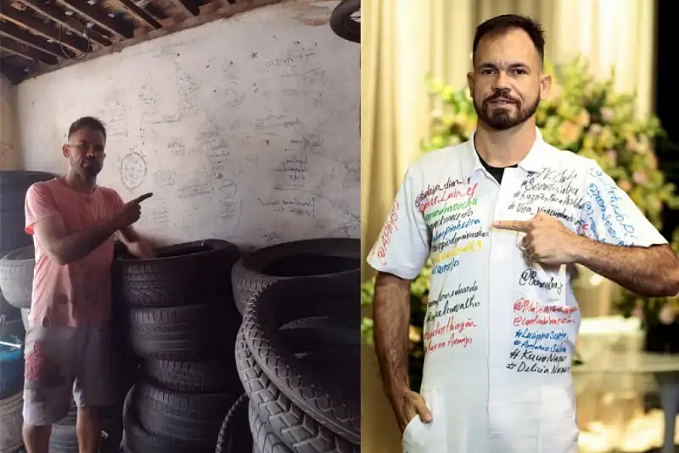 Brasileiro que estudava escrevendo na parede de borracharia se forma na faculdade - News Rondônia