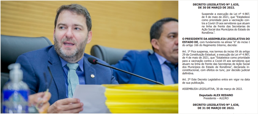 Alex suspende lei que garante prioridade de imunização aos servidores da Ação Social dos Municípios - News Rondônia