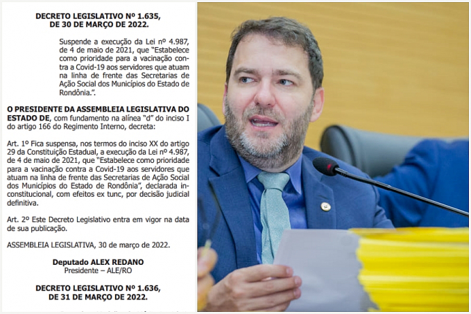 Alex suspende lei que garante prioridade de imunização aos servidores da Ação Social dos Municípios - News Rondônia
