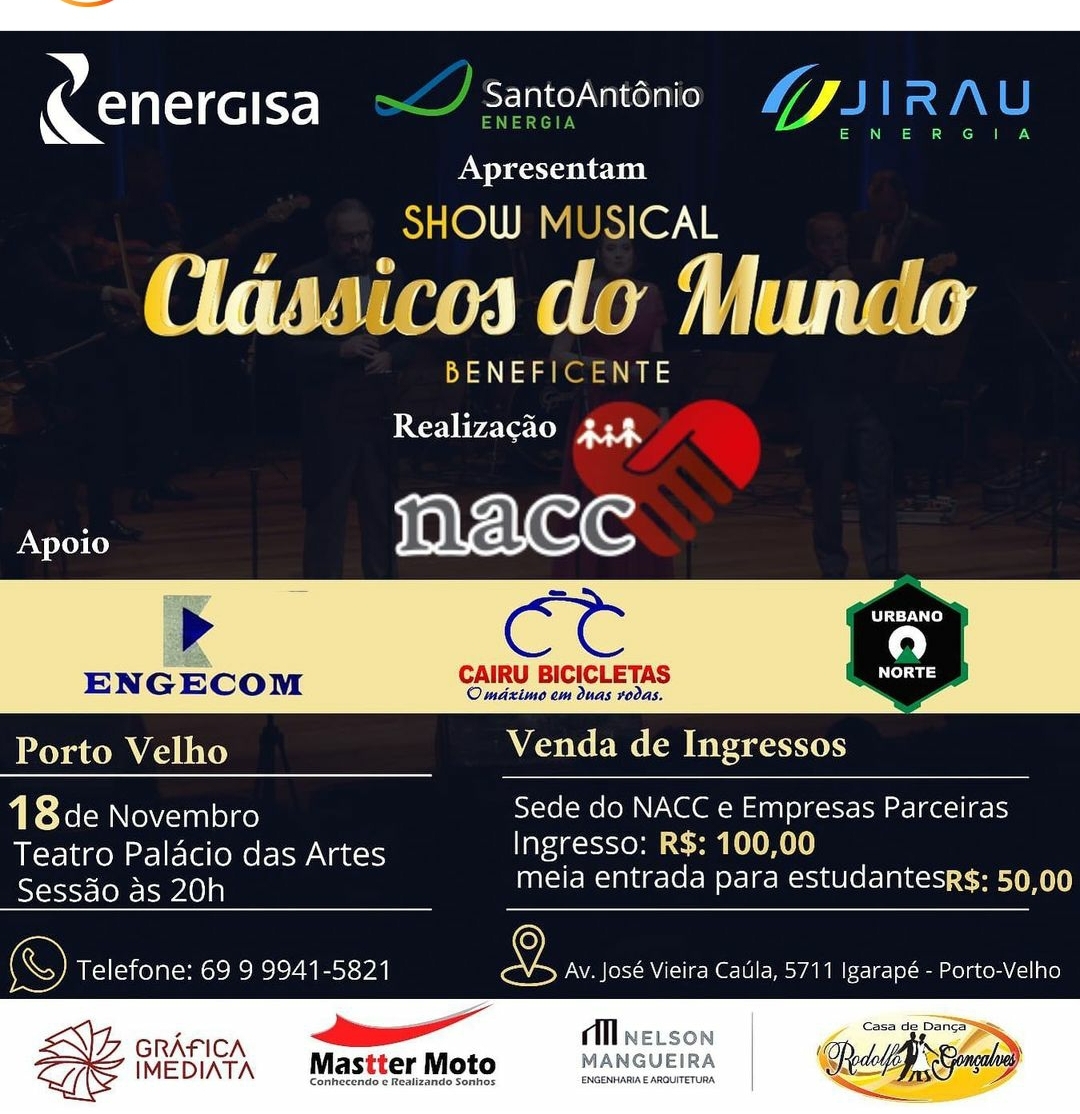 NACC apresenta show beneficente "clássicos do mundo" com apoio da Energisa - News Rondônia
